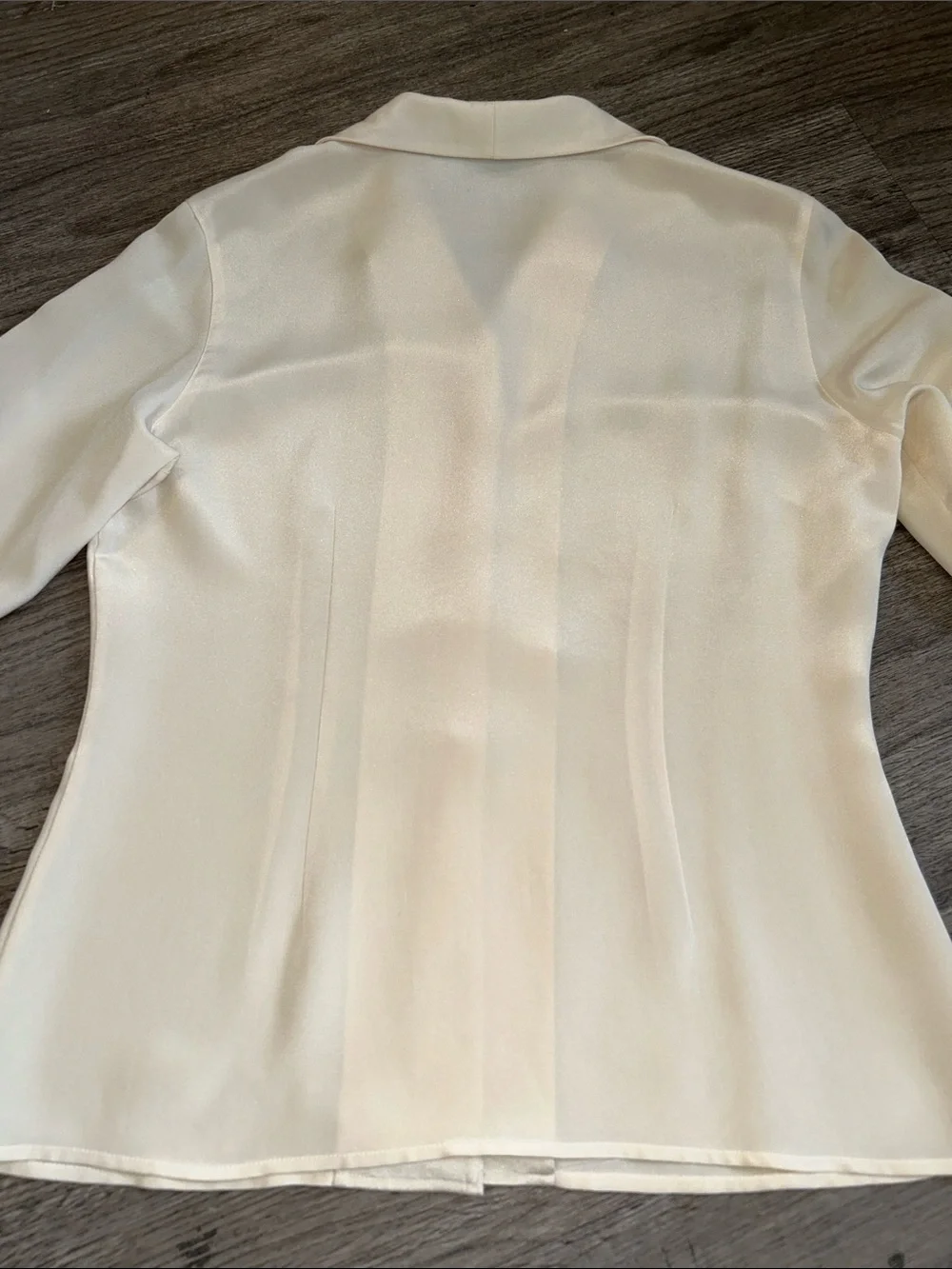 INC 100% Silk Ivory Covered Button Satin Blouse Women’s Size 10 Career